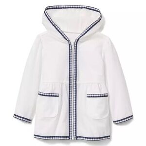 Janie and Jack Gingham Trim Girls Raincoat 5-6